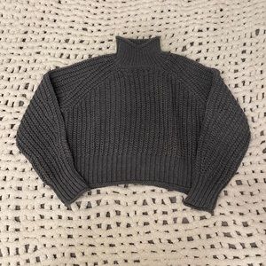 H&M Dark Gray Cropped Turtleneck Sweater